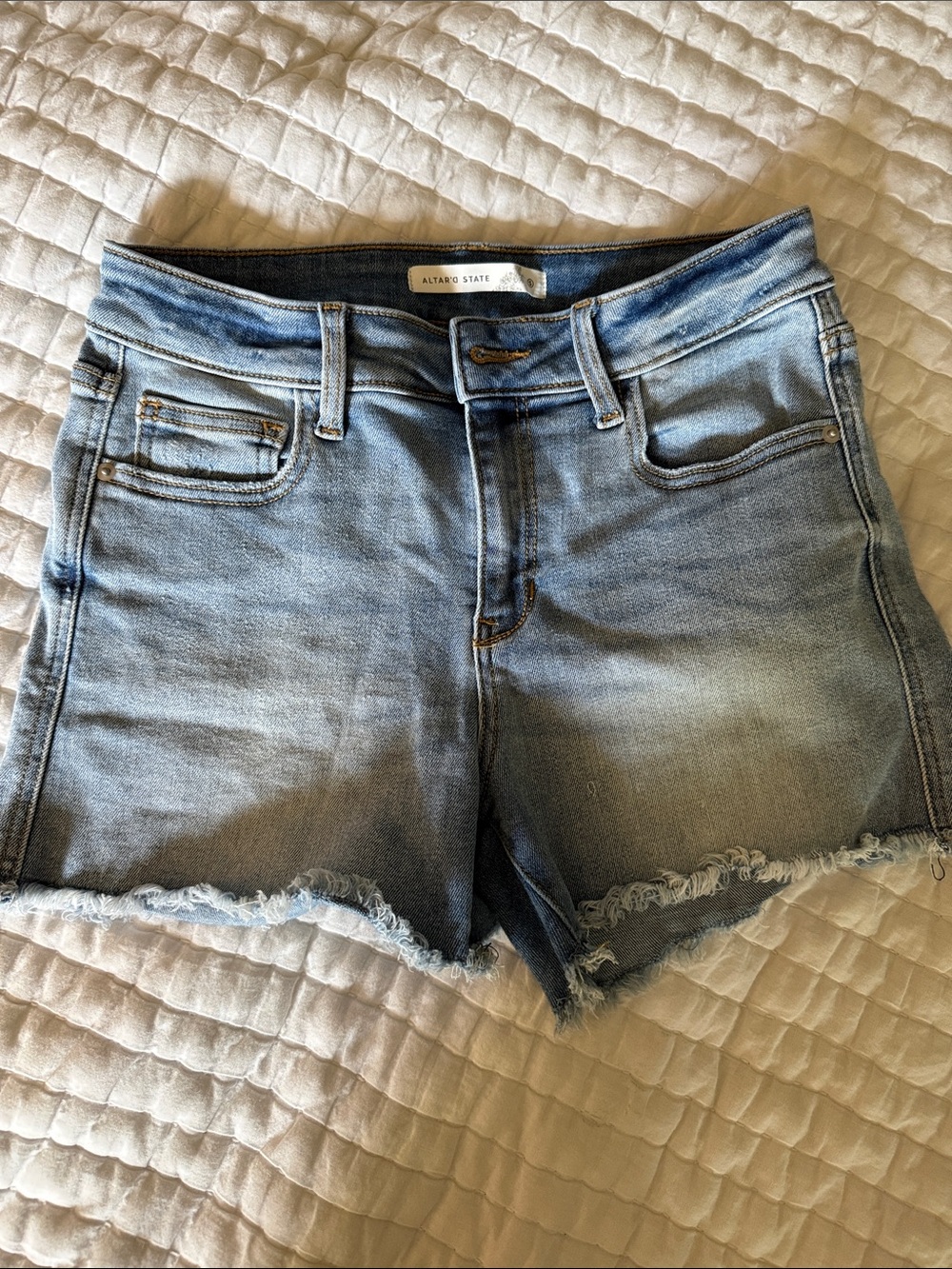 Altar'd State Light Blue Distressed Denim Cutoff Shorts